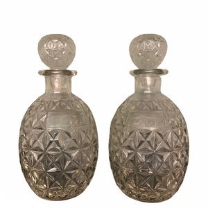 Set of glass serving decanters vintage